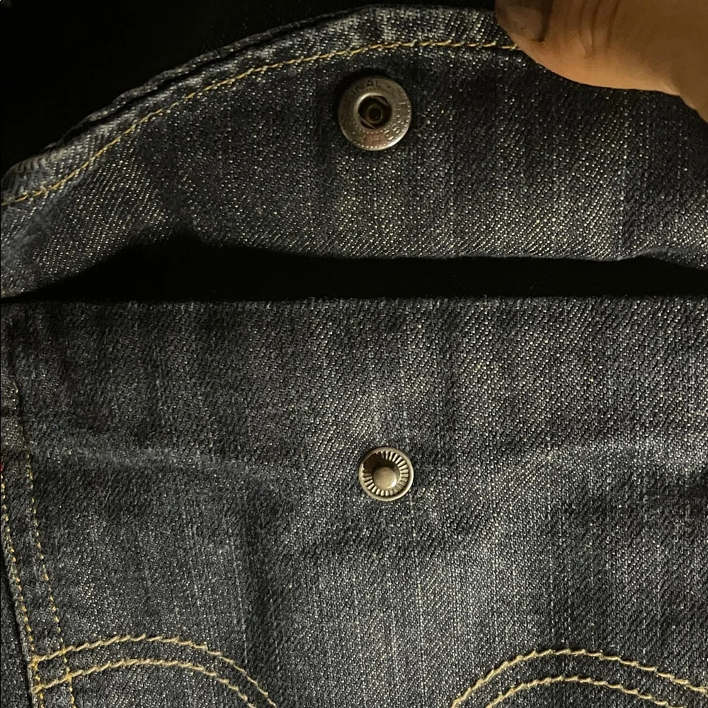 Levi's 514 Slim Straight Dark Wash Denim Snap Flap Double Pockets Size 36X32